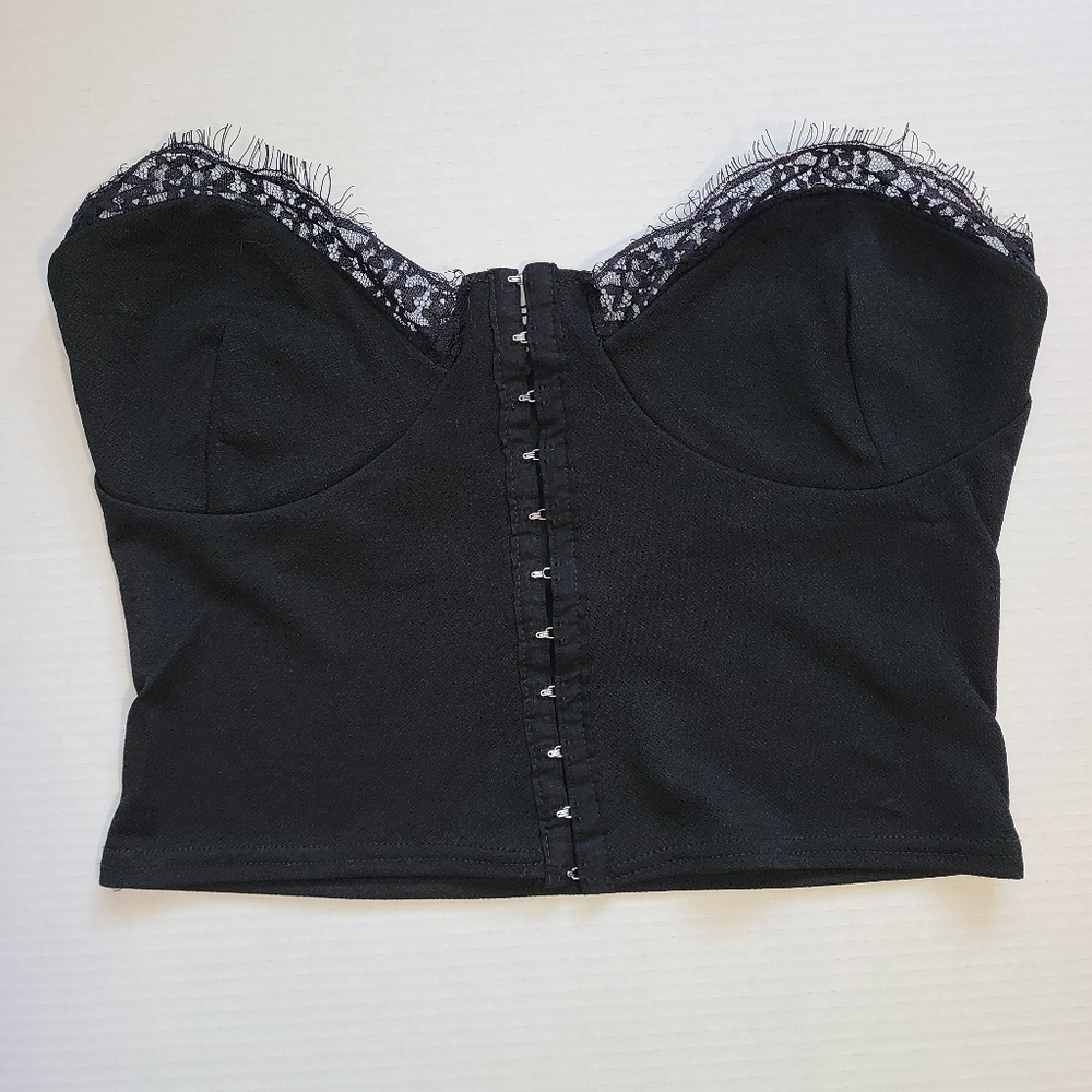 Whimsigoth Strapless Bustier Crop Top Size 10 Fairy Grunge Y2K Style